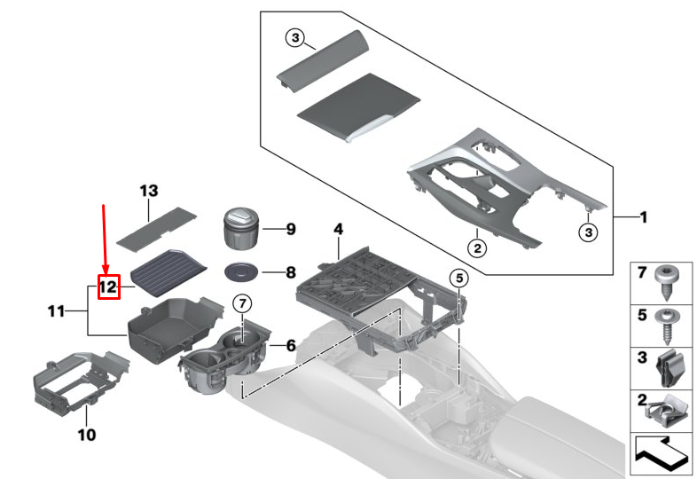 new bmw 5 touring g31 front storage compartment insert 51169383943 original