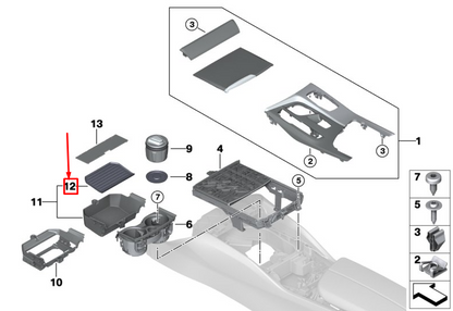 new bmw 5 touring g31 front storage compartment insert 51169383943 original