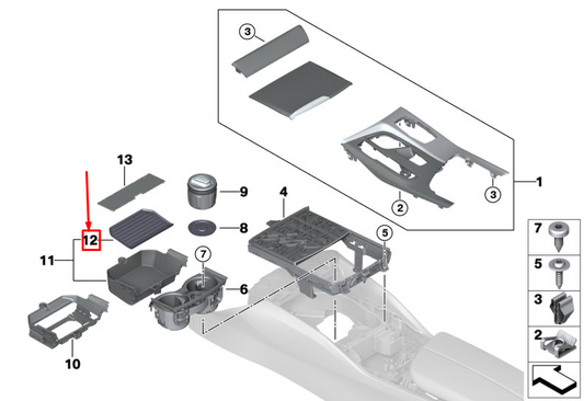new bmw 5 touring g31 front storage compartment insert 51169383943 original