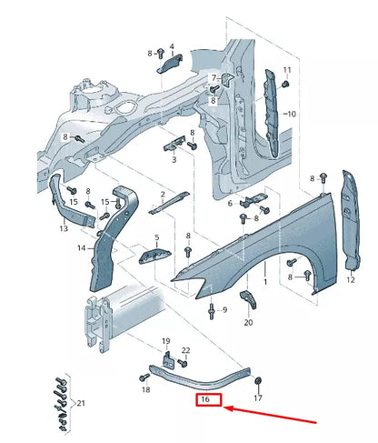 NEW AUDI A8 4N LEFT FENDER CONNECTING PIECE 4N0821259D