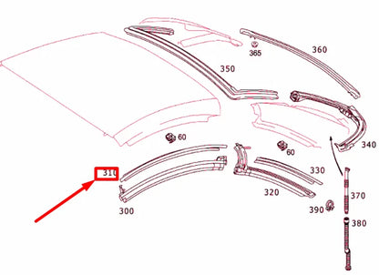 NEW MERCEDES-BENZ SL R230 ROOF RIGHT SIDE RAIL A2307900666 ORIGINAL