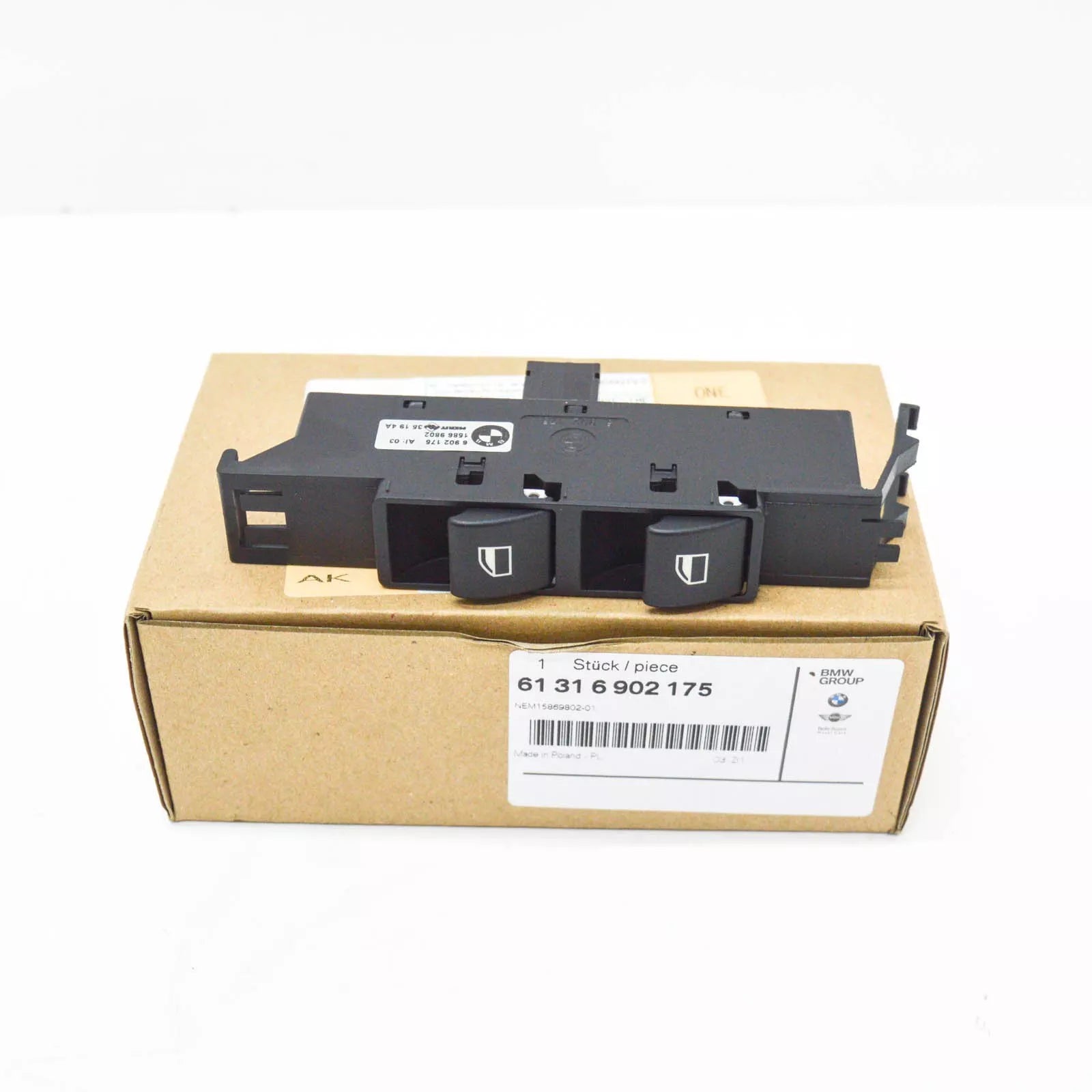 NEW BMW 3 E46 FRONT LEFT DOOR WINDOW CONTROL SWITCH 61316902175 LHD ORIGINAL