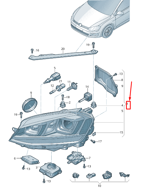 new vw golf vii 5g mk7 front left headlight lhd 5g1941043a original