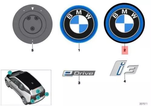 NEW BMW I3 I01 TRUNK LID BMW EMBLEM BADGE 7306454 51147306454 ORIGINAL