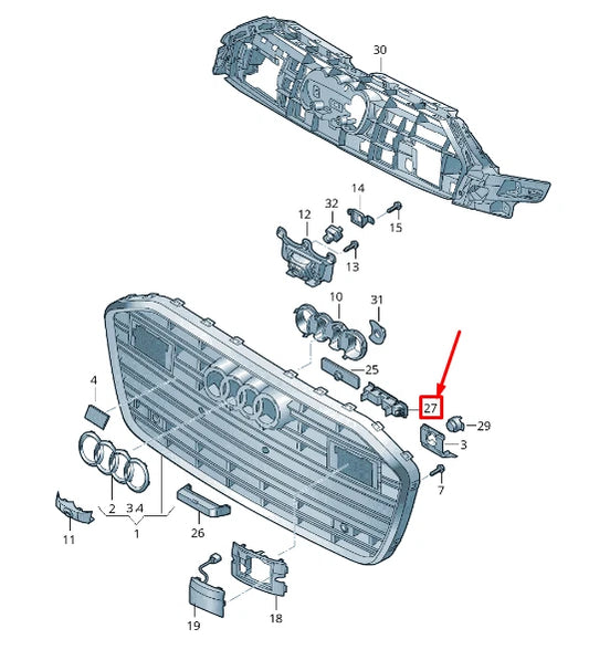NEW AUDI A6 4A C8 LEFT RADIATOR GRILLE COUNTERHOLD 4K0807399A
