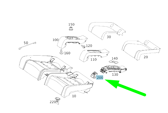NEW MERCEDES-BENZ C C205 REAR SEAT CUSHION ISOFIX COVER A20592008069051 ORIGINAL