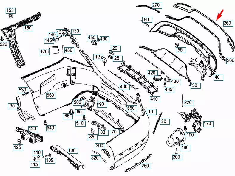 NEW MERCEDES-BENZ C-CLASS W205 REAR BUMPER TRIM A2058850721