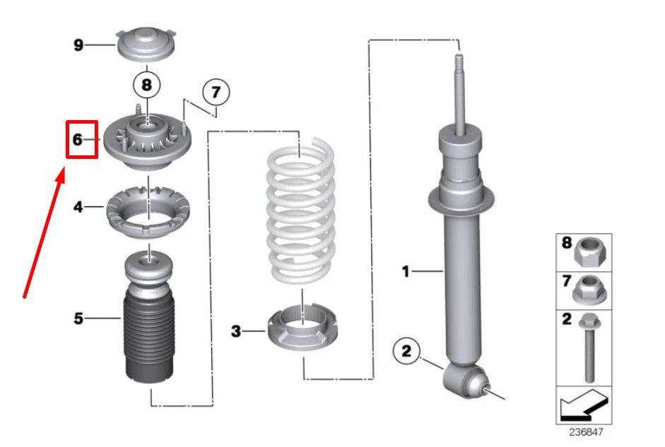 NEW BMW 5 F10 REAR SHOCK MOUNT 33506863301 6863301 ORIGINAL
