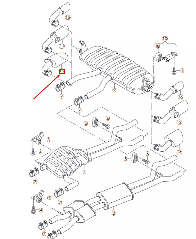 NEW VW TOUAREG 7P RIGHT EXHAUST TAIL PIPE TRIM 7P6253682S ORIGINAL