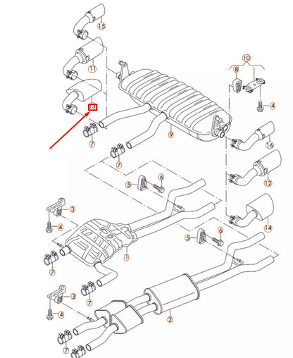 NEW VW TOUAREG 7P RIGHT EXHAUST TAIL PIPE TRIM 7P6253682S ORIGINAL