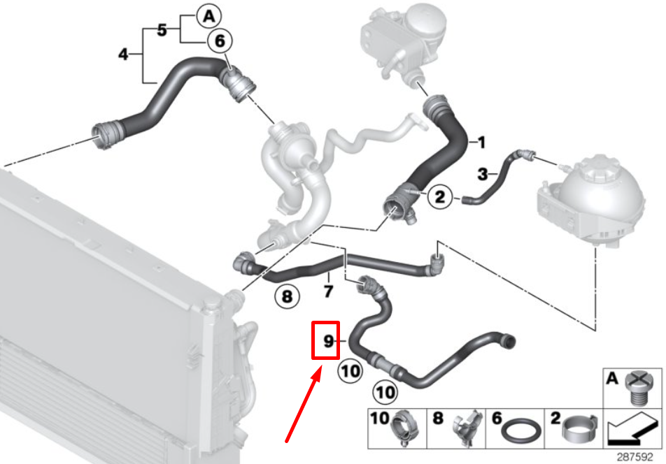 new bmw 3 f30 engine coolant hose 7596840 17127596840 original