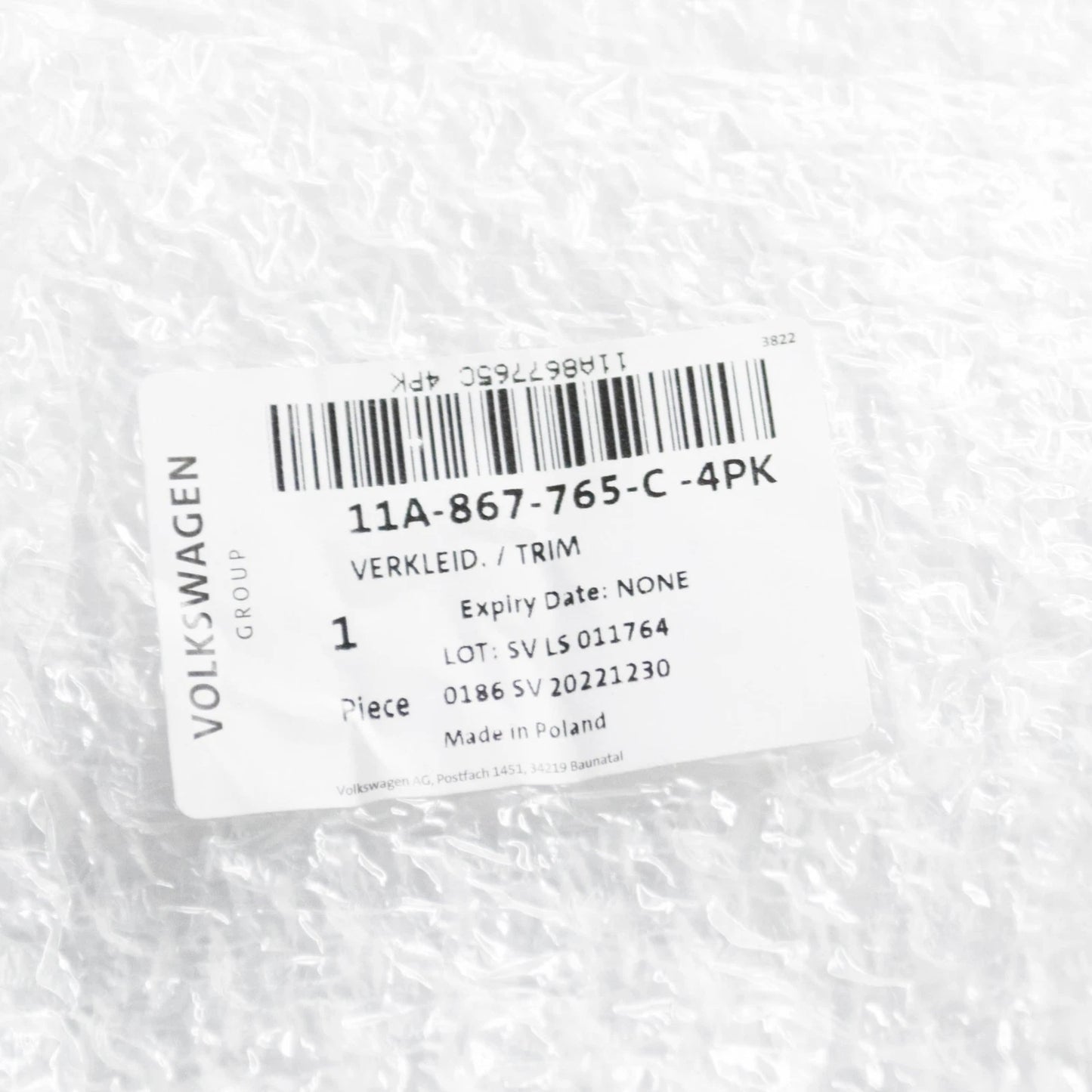 NEW VOLKSWAGEN ID.4 E21 LEFT WHEEL HOUSING TRIM 11A867765C4PK ORIGINAL