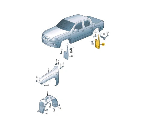 NEW VOLKSWAGEN AMAROK 2H REAR RIGHT MUDGUARD 2H0821812G9B9