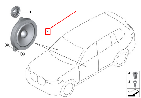 new bmw x7 g07 top-hifi mid-range loudspeaker 65132622518 original