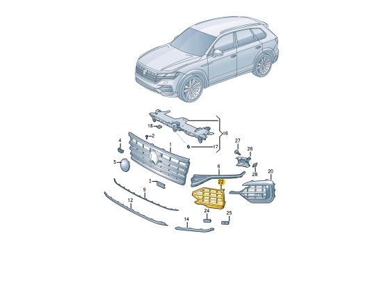 new volkswagen touareg cr7 front bumper left grille 608536619b9 original