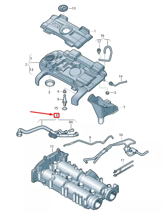 NEW VW TOURAN 1T BREATHER VENT HOSE 03C103474J