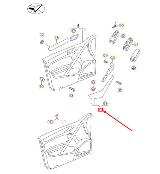NEW VOLKSWAGEN GOLF MK6 FRONT RIGHT DOOR PULL HANDLE TRIM 5K4868040A82V ORIGINAL