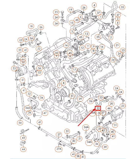 NEW AUDI RS4 AVANT QUATTRO B6 ENGINE RADIATOR COOLANT HOSE 8D0121101AG ORIGINAL