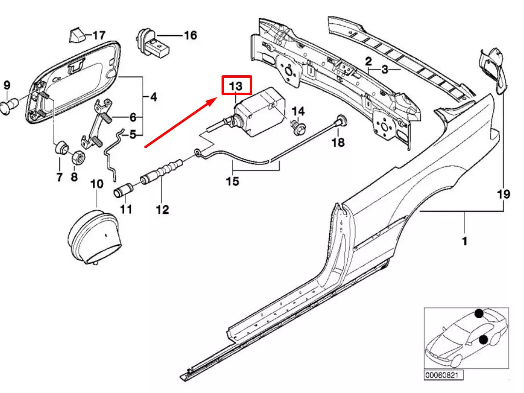 NEW BMW 3 E46 FUEL TANK CAP LOCK ACTUATOR 67116988090 6988090 ORIGINAL