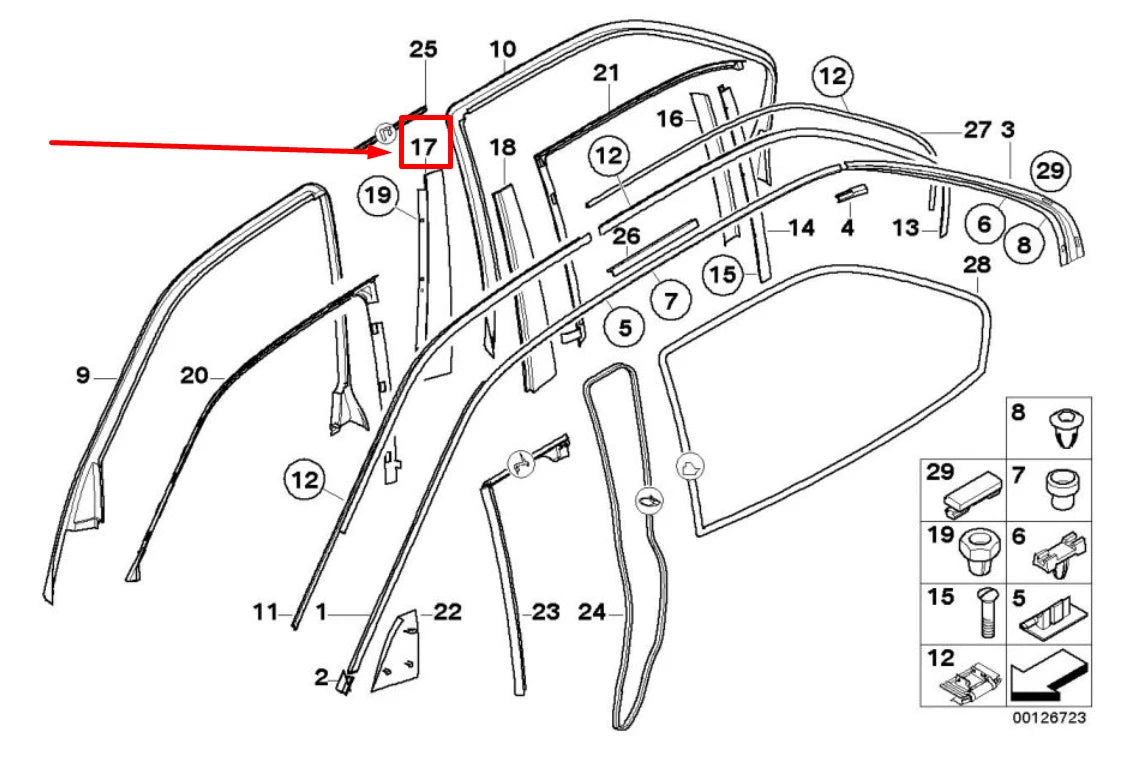 NEW BMW 7 E38 RIGHT WINDOW DOOR MOLDING 8125380 51328125380 ORIGINAL
