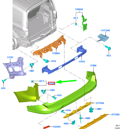 new ford tourneo courier rear bumper right side end cap 2167917 original