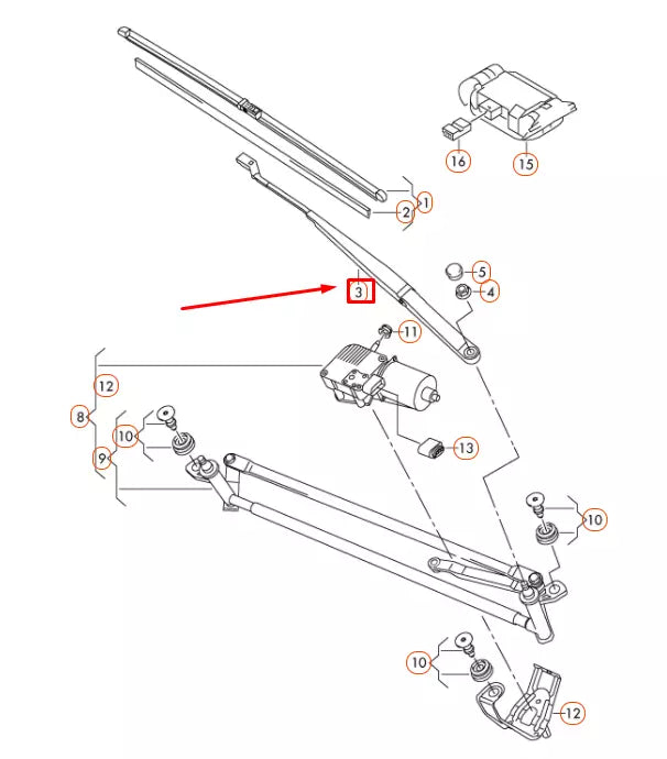 NEW VW TIGUAN 5N MK1 FRONT LEFT AERO WIPER ARM LHD 5N1955409