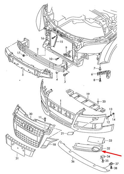 NEW AUDI TT 8J RIGHT FOG LIGHT GRILLE 8J080768201C 8J0807682 01C 2011 ORIGINAL