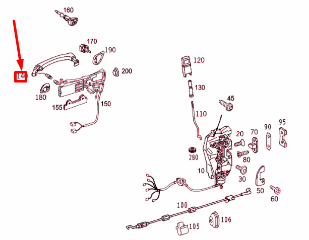 NEW MB S W220 FRONT RIGHT DOOR EXTERIOR HANDLE A22076014709040 ORIGINAL
