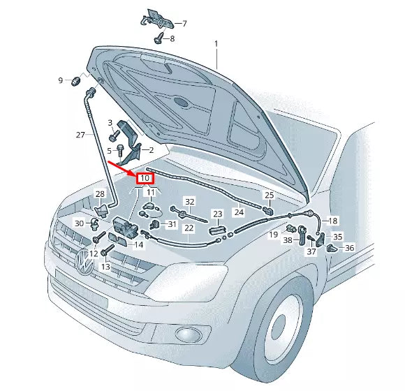 NEW VW AMAROK 2H, S1B FRONT LOWER BONNET LOCK 2H0823509B ORIGINAL