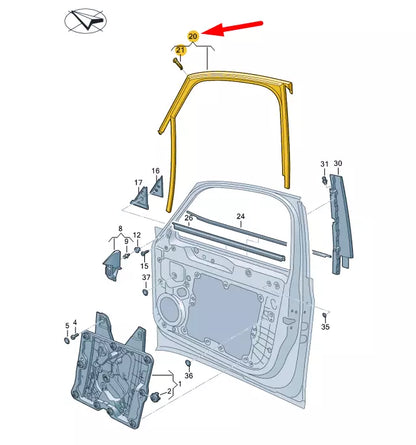 NEW VOLKSWAGEN ID.3 E11 FRONT RIGHT DOOR WINDOW GUIDE 10A837440B ORIGINAL