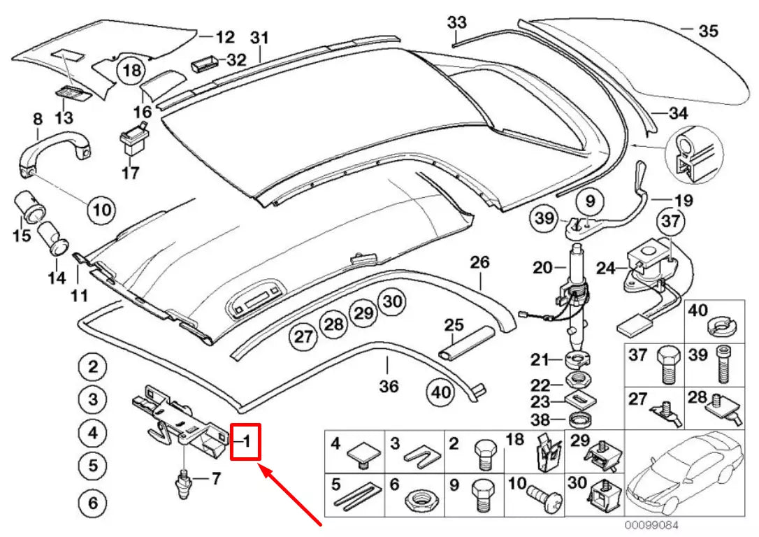 NEW BMW 3 CABRIO E46 FRONT RIGHT HARDTOP LATCH 54218228922 8228922 ORIGINAL