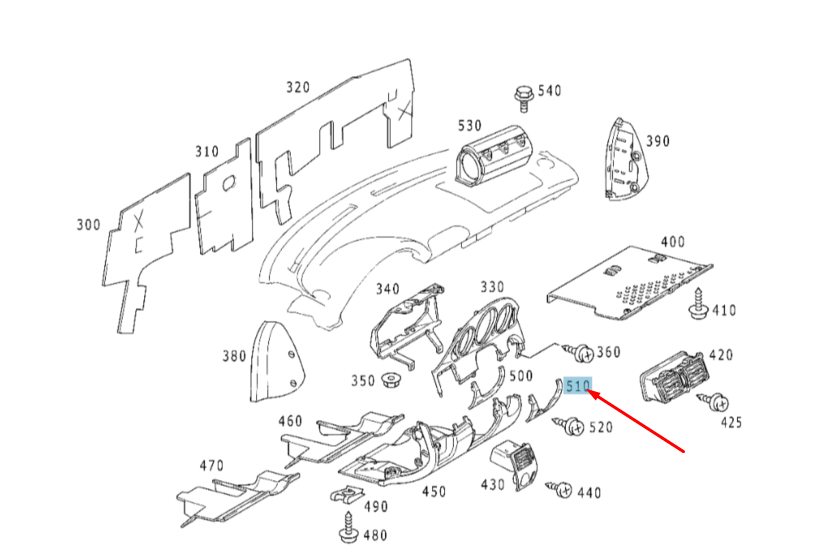 NEW MB SLK R170 INSTRUMENT PANEL TRIM RING RHD A17068304263475 ORIGINAL
