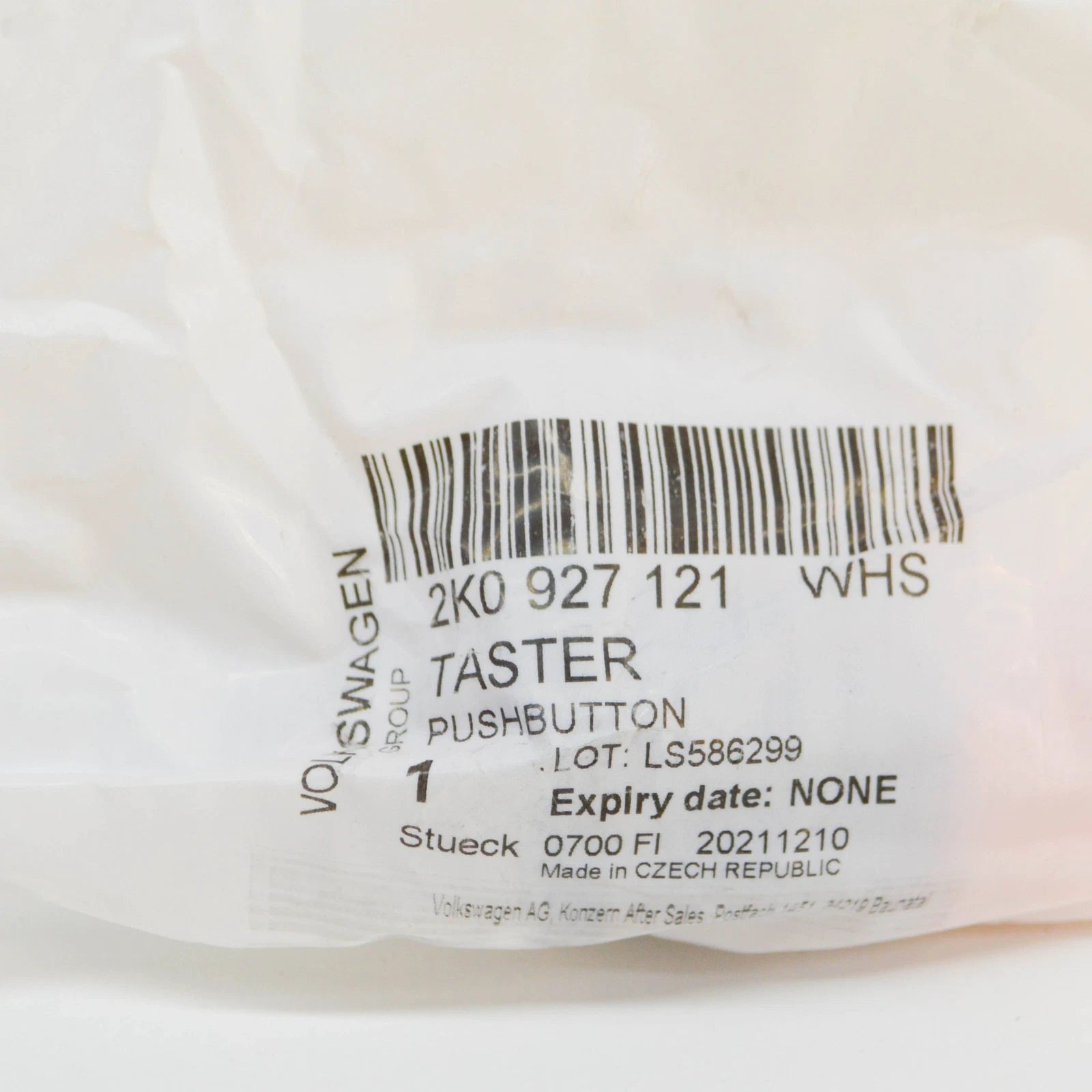 NEW VW CADDY IV SA MK6 TYRE PRESSURE WARNING PUSHBUTTON 2K0927121WHS ORIGINAL