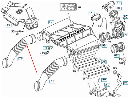 NEW MERCEDES-BENZ SL R230 RIGHT AIR INTAKE HOSE A1120941282 2006 ORIGINAL
