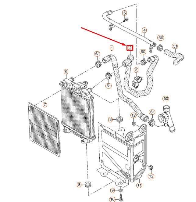 NEW AUDI A3 8V ENGINE COOLANT HOSE 5Q0121101N ORIGINAL