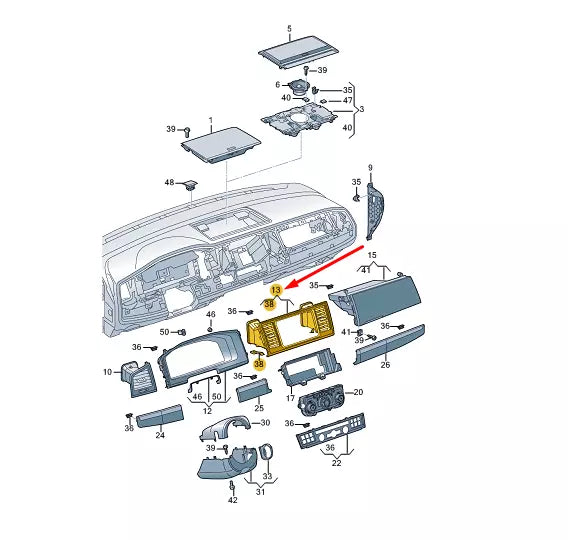 NEW VW TRANSPORTER T6 DASHBOARD CENTER PANEL WITH AIR VENT 7E5857038FGVK