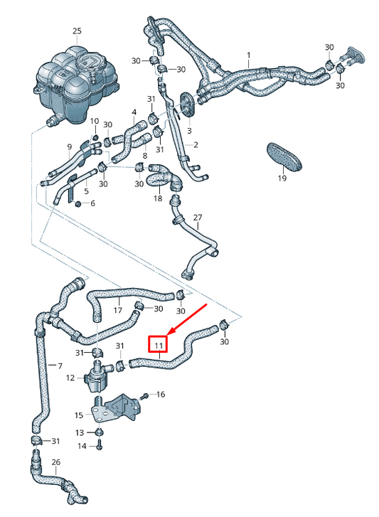 NEW AUDI Q7 4M ENGINE COOLANT HOSE 4M0819372DH ORIGINAL
