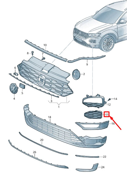 NEW VOLKSWAGEN T-ROC A11 FRONT LEFT BUMPER GRILLE 2GA853211A9B9