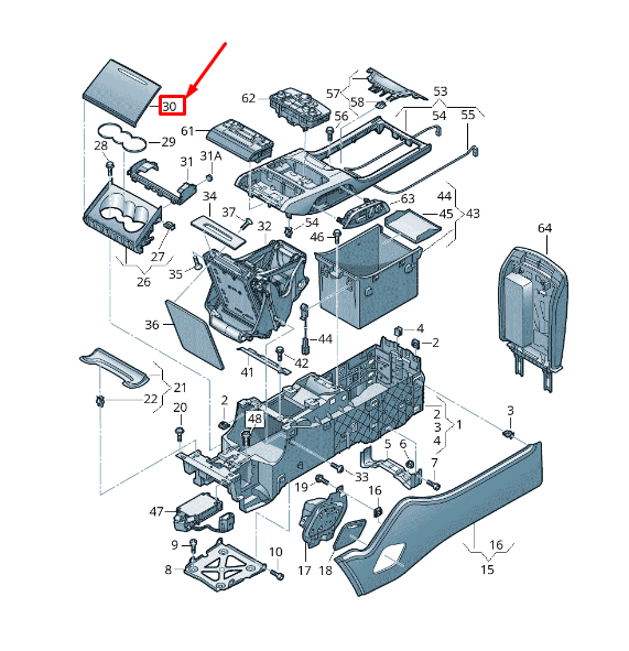 new audi a8 4h rear center console rear lower cover lid 4h4862543dp3 original