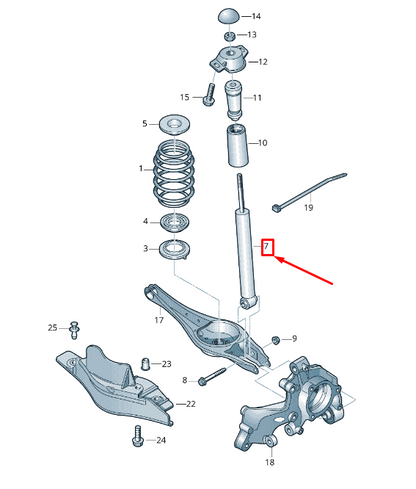 new vw golf vii variant ba mk7 rear gas shock absorber 5q0513029hm original