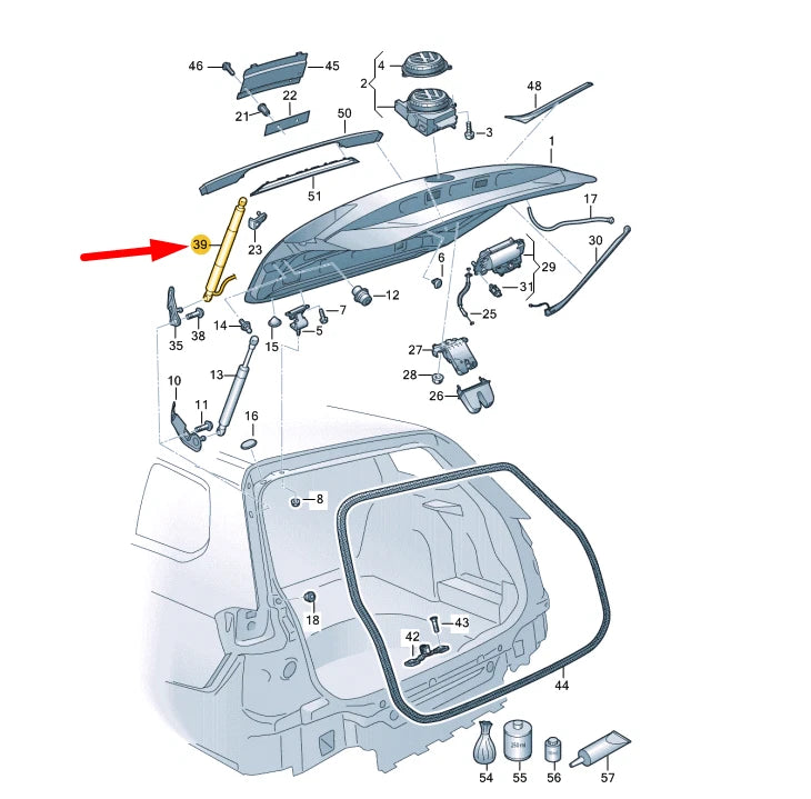 NEW VW PASSAT VARIANT B8 3G5 RIGHT TAILGATE GAS FILLED STRUT 3G9827552A ORIGINAL