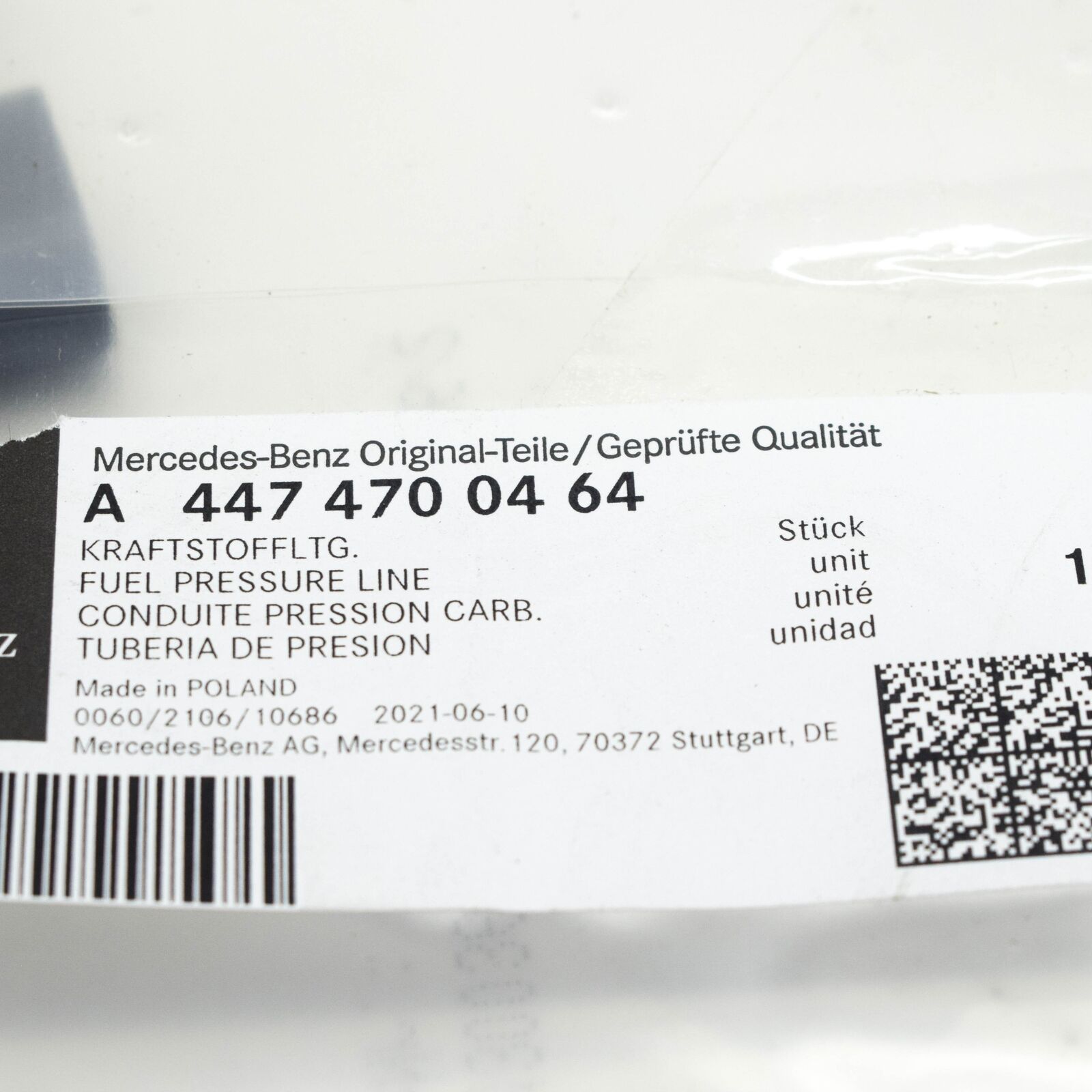 NEW MB VITO W447 ADBLUE ADDITIVE FUEL PRESSURE LINE LHD A4474700464 ORIGINAL