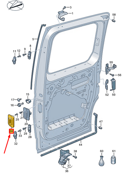 new vw caddy sb mk4 right sliding door b-pillar contact plate 2k7843190b