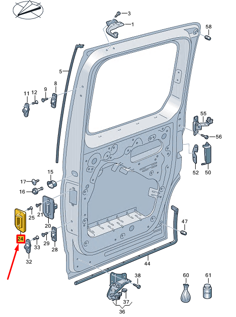 new vw caddy sb mk4 right sliding door b-pillar contact plate 2k7843190b