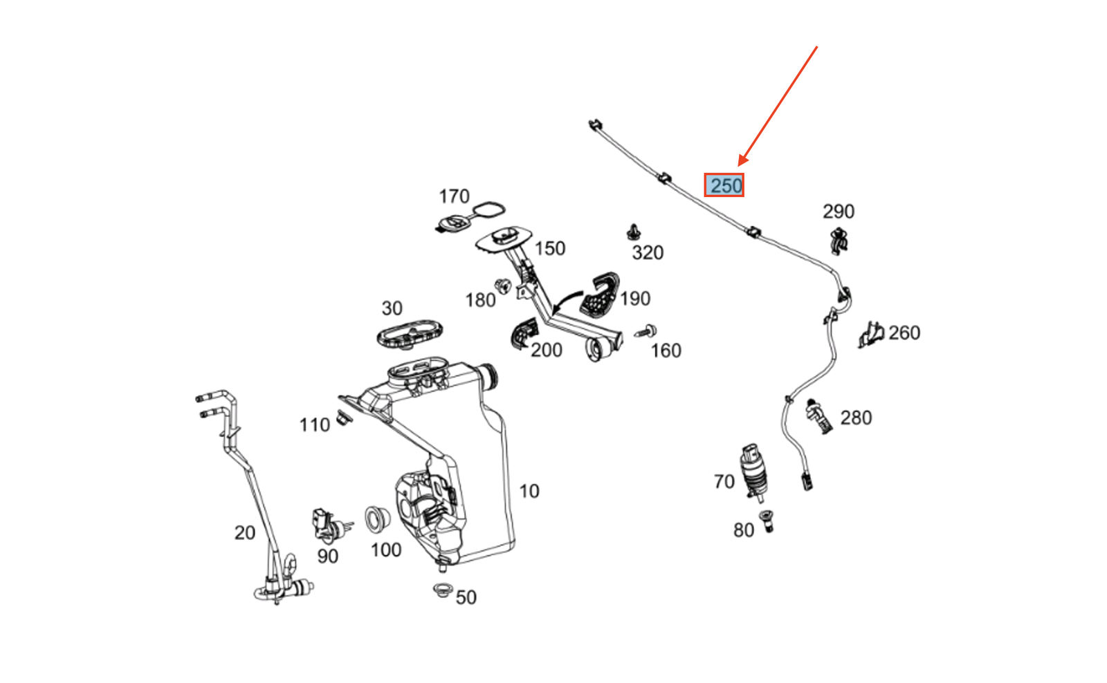 NEW MB E W213 WINDSHIELD WASHER HOSE LINE WITH NOZZLE A2138609000 ORIGINAL