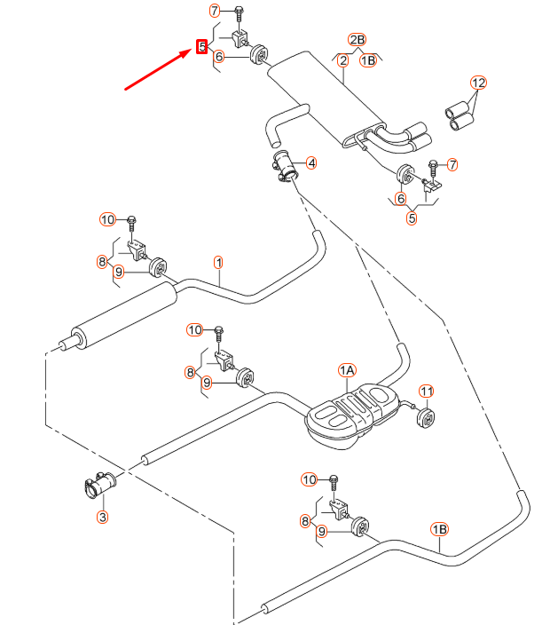 NEW AUDI A3 8V EXHAUST SYSTEM RETAINER 5Q0253144D ORIGINAL