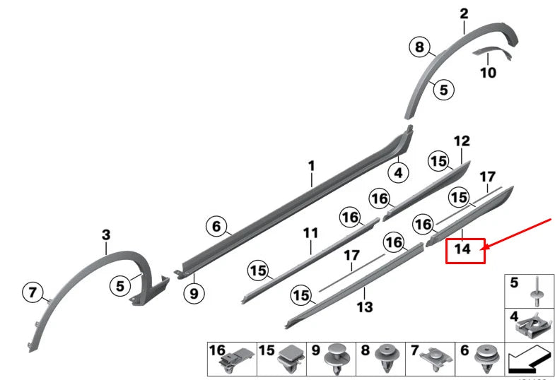 NEW BMW X3 F25 REAR RIGHT ROCKER PANEL MOLDING 51137352558 7352558 ORIGINAL