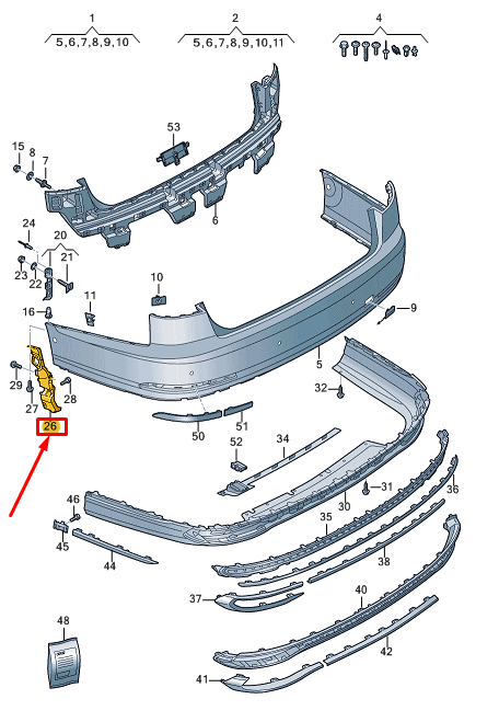 new audi a8 d5 rear left bumper closing element 4n0807095d original