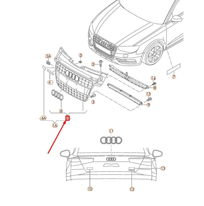 NEW AUDI A5 8T FRONT RADIATOR GRILLE 8T0853651LT94