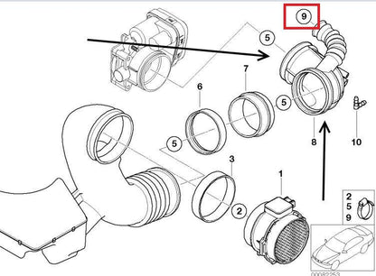 new bmw x5 e53 3.0i air intake rubber hose 13541440102 original